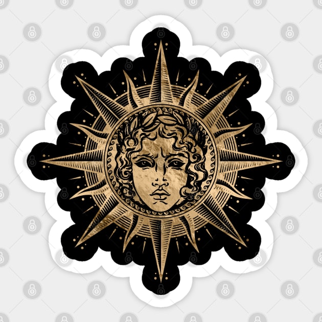 Golden Apollo Sun God Symbol Sticker by Nartissima